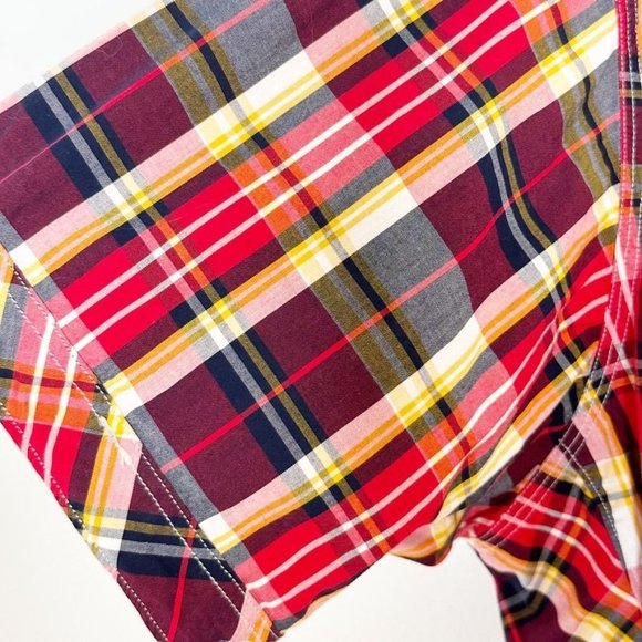 Rocawear Men's Button Down Shirt 3XL Short Sleeve Red Black Plaid Snap Buttons - Picture 8 of 10